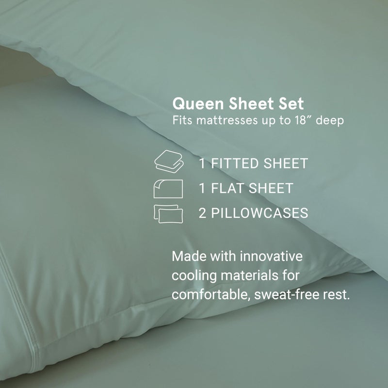 SHEEX - Original Performance Sheets Set (Queen) Bright White - Cooling Sheets - Moisture Wicking - 1 Flat Cooling Sheet, 1 Fitted Cooling Sheet, 2 Pillow Covers - Wrinkle Free - Sleep Aid - Image 5